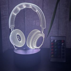 Klarigo® Nachtlamp – 3D LED Lamp Illusie – 16 Kleuren – Bureaulamp - Koptelefoon – Nachtlampje Kinderen – Creative lamp - Afstandsbediening