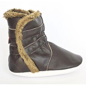 Aapie leren babyslofjes Winterboot Bruin - laarsjes - gevoerd - antislip - bruin - maat XL