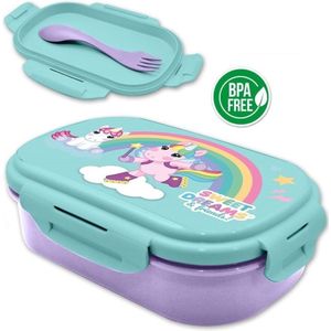 Eenhoorn Broodtrommel - Unicorn - Lunchtrommel - Met Bestek - Sweet Dream - Regenboog - School