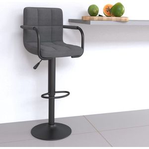 The Living Store Barkruk stof lichtgrijs - Barstoelen - Barkrukken - Stoffen Barkrukken - Industriële Barkrukken - Verstelbare Barkrukken