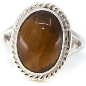Edelsteen Ring Tijgeroog 925 Zilver “Cassavi” (Maat 17)