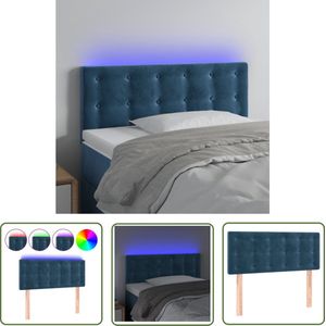 The Living Store Hoofdbord LED 90x5x78/88 cm fluweel donkerblauw - Hoofddekens - Led Hoofdbord - Velvet Hoofdbord - Blauw Hoofdbord - Hoofdbord Met Led