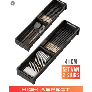 41cm bestek doos set van 2 - Moduluxe Organizer: Zelfstellende Bestekdoos met Combineerbare Indelingsmogelijkheden - Bestekdoos - Bestekbak - Bestekhouder - RVS - Bestek bak - Keuken organizer