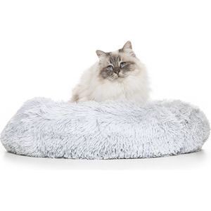 Snoozle Kattenmand - Zacht en Luxe Poezenmand - Kattenmandje rond - Wasbaar - 100cm - XXL - Lichtgrijs