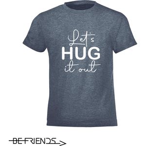 Be Friends T-Shirt - Let's hug it out - Kinderen - Denim - Maat 10 jaar