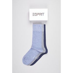 Esprit Solid Mix 3 Pack versterkt kort zonder patroon ademend dun effen eco-vriendelijk Organisch Duurzaam Katoen Lyocell Multipack Veelkleurig Heren sokken - Maat 39-42