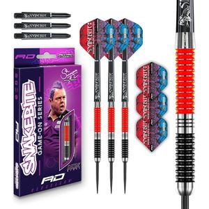 Red Dragon - Peter Snakebite Wright Game On Series 20g Steeltip Darts Set with Dart Flights and Dart Shafts (Stems)