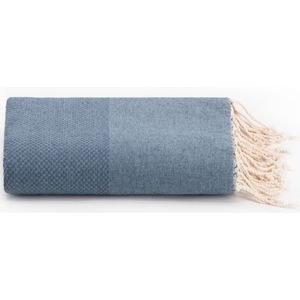 Lantara Plaid of Grand foulard Katoen - Denim Blauw - 190x300cm