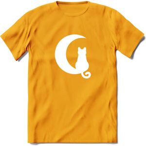 Nacht Wacht - Katten T-Shirt Kleding Cadeau | Dames - Heren - Unisex | Kat / Dieren shirt | Grappig Verjaardag kado | Tshirt Met Print | - Geel - XL