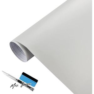 Mrs. Jones Mat wit vinyl wrap zelfklevende folie luchtrelease bubbel - buiten beoordeeld voor gebruik in de auto - bevat installatiegereedschappen (30 cm x 150 cm) .