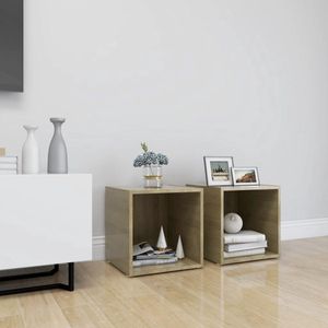 vidaXL Tv-meubelen - Staande stereokasten - 37 x 35 x 37 cm - Wit en Sonoma eiken - Montage vereist - Kast