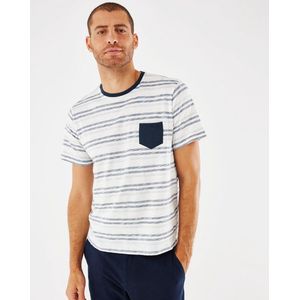 Printed Stripe T-shirt Mannen - Navy - Maat S