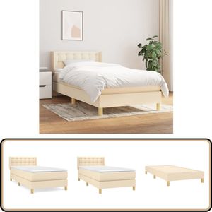 vidaXL Boxspring - Crème - 100x200 cm - Inclusief Matras Boxspringbed - Slaapcomfort - Pocketvering Matras - Hoofdboard - Crèmekleurig