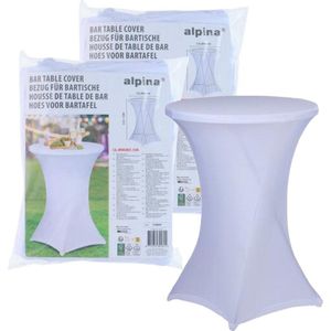 Alpina nette afdekhoes voor een statafel - 2x - wit - spandex elastiek - D90 x 115 cm - tafelhoes