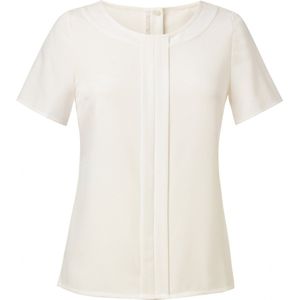 Blouse Dames 36 EU (8 UK) Brook Taverner Ronde hals Korte mouw Cream 94% Polyester, 6% Elasthan