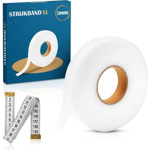 Livento Strijkband - 60 meter - 2 cm breed - Waterproof -zoomband instrijkbaar- Plooiband - Gordijnband - Kantenband - Instrijkbaar - Zoomband - Inclusief gratis Meetlint