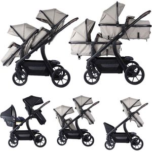 Novi Baby® Pacific Duo Premium Kinderwagen - Sand - geschikt voor 2 kinderen - te gebruiken als Bolderkar