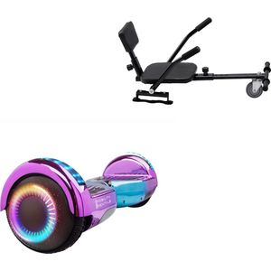 E-Mobility Rentals Hoverboard Met Hoverkart Comfort Zwart - Regular Infinity - Verlengde Afstand - 6.5'' Wielen - Oxboard - 15kmh - Bluetooth Speakers - LED Verlichting - UL2272 Gecertificeerd - Anti lek banden - Cadeau voor Kinderen, Tieners en Volw