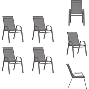 vidaXL Stapelbare Buitenstoelen - 55 x 65 x 89 cm - Grijs - Waterbestendig en Stevig | 110 kg draagvermogen - Tuinstoel