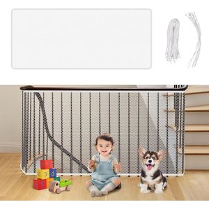 Allecto Plus - Trappenbeschermingsnet kinderen 80 cm x 3 m - Veiligheidsnet baby's huisdieren - Balkon kattennet trap - Mesh - Kinderveiligheid