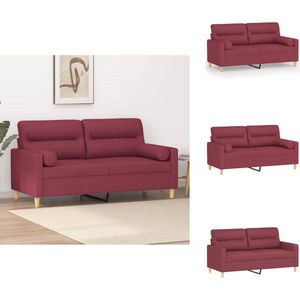vidaXL 2-zitsbank - 2-zitsbanken - Tweezitsbank - Bank - Tweezitsbank met sierkussens 140 cm stof wijnrood