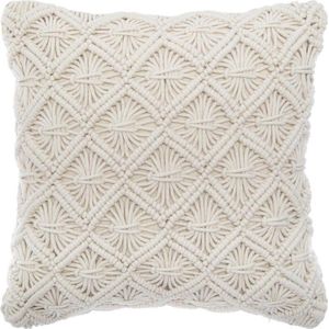 Macramé kussen met franjes 40x40cm beigekleurig Atmosphera Créateur d'intérieur