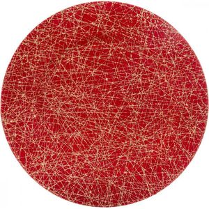 Presentatie bord rood/goud - Ronde onderzet borden Rood - goud met motief - 33 cm - 2 stuks