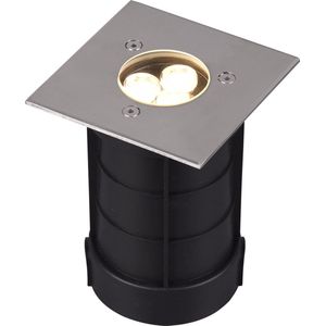LED Grondspot - Torna Baliyi - Inbouw Vierkant - 3W - Waterdicht IP65 - Warm Wit 3000K - Mat Nikkel - RVS