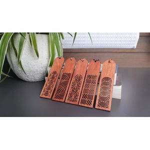 Set van 5 op maat gemaakte houten boekenleggers - bruin mahogni