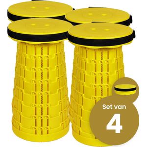Alora opvouwbare kruk extra strong vol geel per 4 - telescopische kruk - 250 kg - inklapbare kruk - draagbaar - kampeerstoel - opstapkrukje