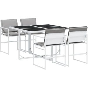 vidaXL 5-delige Tuinset met kussens textileen wit - Tuinset - Tuinsets -loungeset - Tuintafel