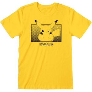 Pokémon T-Shirt - Korte Mouwen Pikachu Katakana Geel - XL