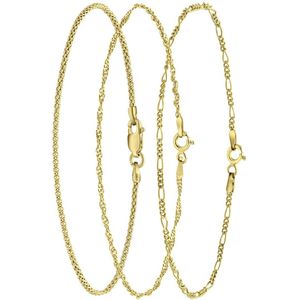 Lucardi Dames Gerecycled zilveren goldplated set met drie armbanden - Cadeau Set - 925 Zilver - Goudkleurig