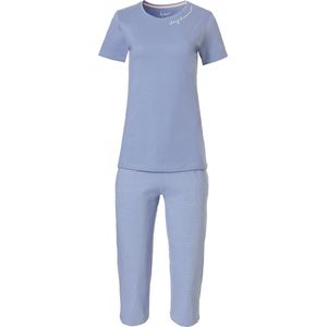 By Louise Dames Capri Korte Pyjama Set Blauw 3/4 - Maat XXL
