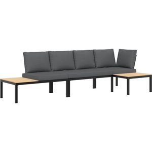 vidaXL - 3-delige - Loungeset - met - kussens - aluminium - zwart