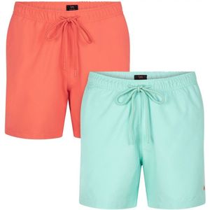 Undiemeister Zwembroek - Zwembroek heren - Zwemshort - Handgemaakt - Gemaakt van Mellowood - Trunks - Mintgroen & Koraalrood - 2-Pack - L