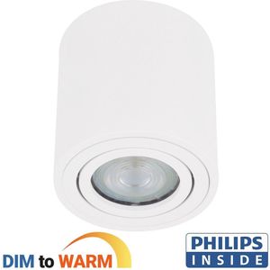 Opbouwspot Wit - Dimbaar - 4.9 watt - 355 umen Lumen - 2200-2700 Kelvin - Warm wit licht - Lichthoek Verstelbaar - IP44 Badkamerverlichting