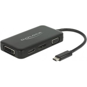 Premium USB-C naar HDMI, DVI, DisplayPort en VGA adapter met DP Alt Mode / zwart - 0,15 meter