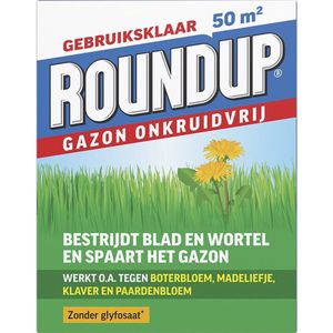 ROUNDUP® Gazon Onkruidvrij 1kg - Bestrijdt blad en wortel en spaart het gazon - Werkt tegen o.a. botterbloem, madeliefjes, klaver en paardenbloem