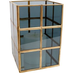 Windlicht Vierkant Goud Glas 22.5 cm