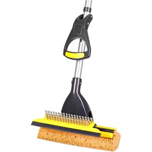 Spons Mop Thuis - Commercieel Gebruik Tegel Vloer Badkamer Garage Reiniging Met Zuiger en Uitschuifbare Telescopische Lange Handvat 41-53 Inches - Gemakkelijk Droog Wringing
