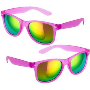 8x stuks hippe zonnebril paars met spiegelglazen - Verkleedbrillen voor volwassenen