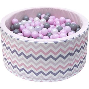 Ballenbak - stevige ballenbad -90 x 40 cm - 200 ballen Ø 7 cm - roze, wit, grijs en zilver