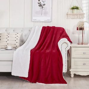 Livano Deken - Pluche - Wollen - Dekentje - Fleece - Plaid - Knuffeldeken - Bank Deken - 2 Persoons - Rood