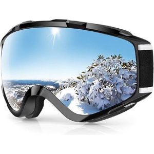 Skibrillen Dames Heren Volwassenen voor Brildragers OTG,UV Bescherming Anti Mist Ski Goggles Bolvormige Spiegel