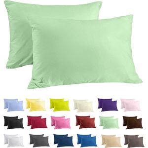 Zavelo Katoen Kussenslopen Deluxe Pastel Groen - 60 x 70 cm - set van 2 - 100% Katoen - Hoogwaardige Hotelkwaliteit