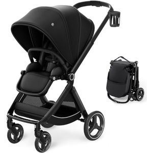 Emu Kinderwagen Tegen Rijrichting Buggy - Opvouwbaar - Compacte Babybuggy - Zwart - Omkeerbaar Zitje - Kinderwagen Met Ligfunctie - Voor Klein Van 0 Tot 3 Jaar (0-25 kg)