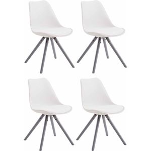 CLP Toulouse Set van 4 stoelen - Rond - Kunstleer wit grijs