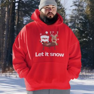 Lekker Waus Foute Kerst Hoodie Rood - Let It Snow - Maat XL - Kerst Outfit Dames & Heren