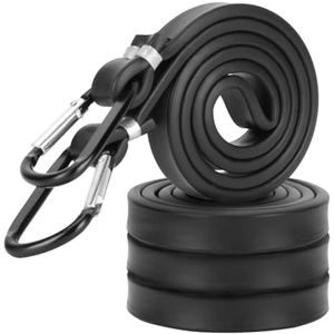 4x Zwarte Elastische Spanbanden met Karabijnhaak - Sterke Bagagebinder voor Auto, Fiets en Camping - Tot 150 kg Trekkracht - 110 cm Lengte